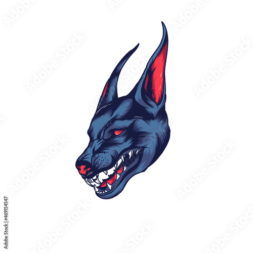Illustration design of doberman head , perfect for your tshirt design , brand tshirt or etc.