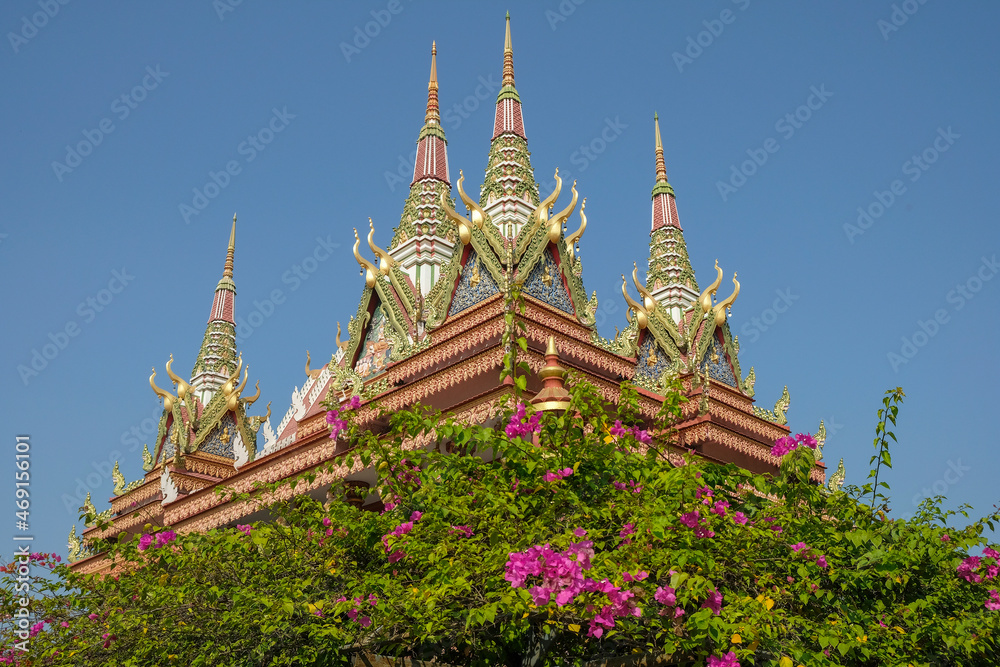 Fototapeta premium Detail of the Cambodian Monastery in Lumbini, Nepal.