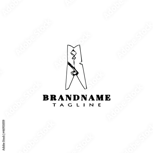 clothespins logo cartoon icon design template isolated vector illustration