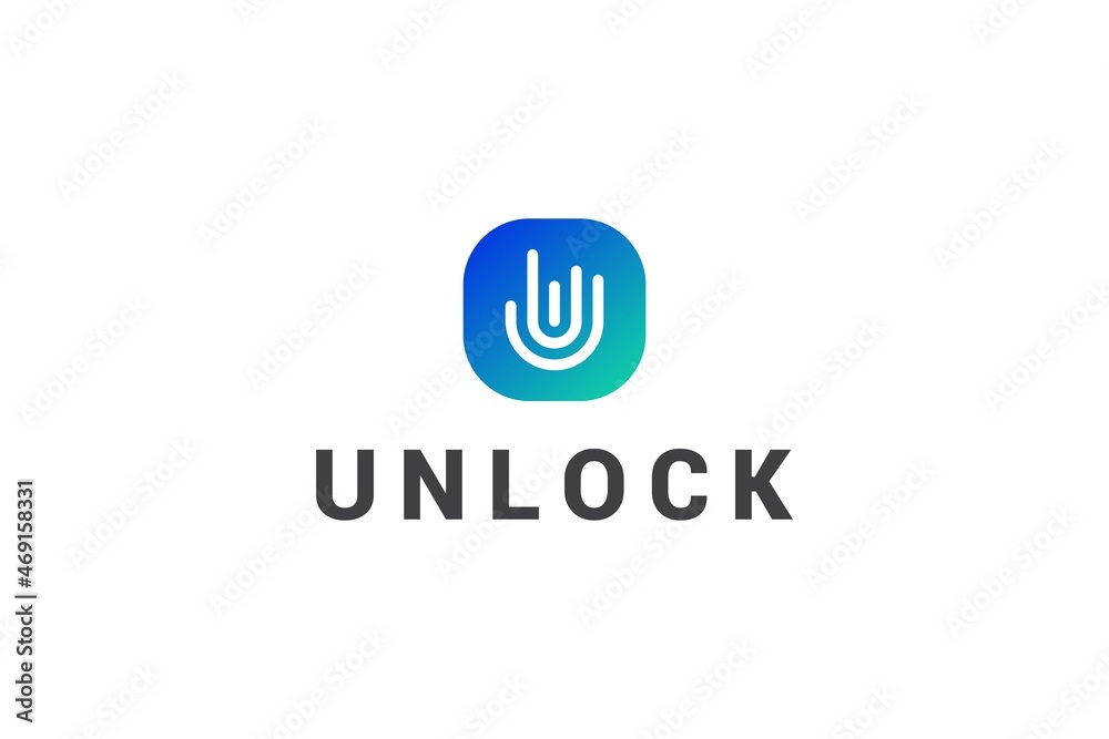 Letter U creative fingerprint line art technological logo Letter U creative fingerprint line art technological logo