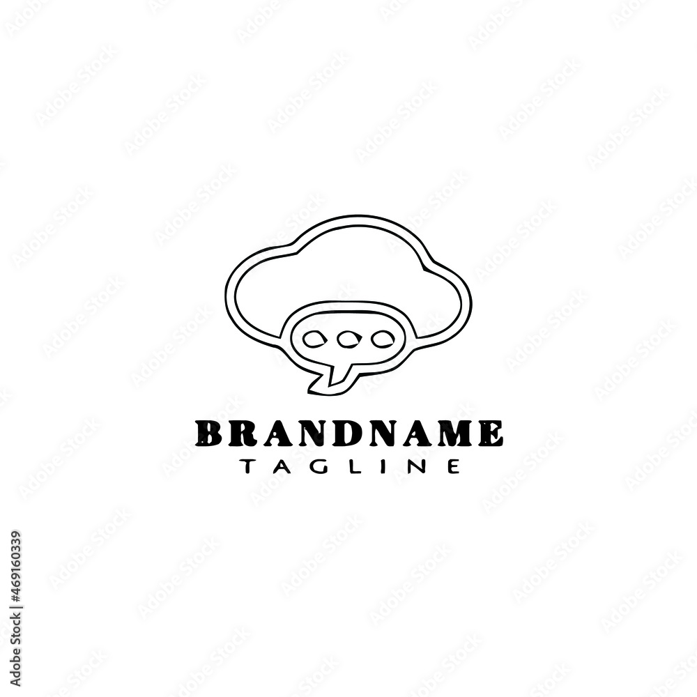 clouds computing logo cartoon icon design template cute isolated vector illustration