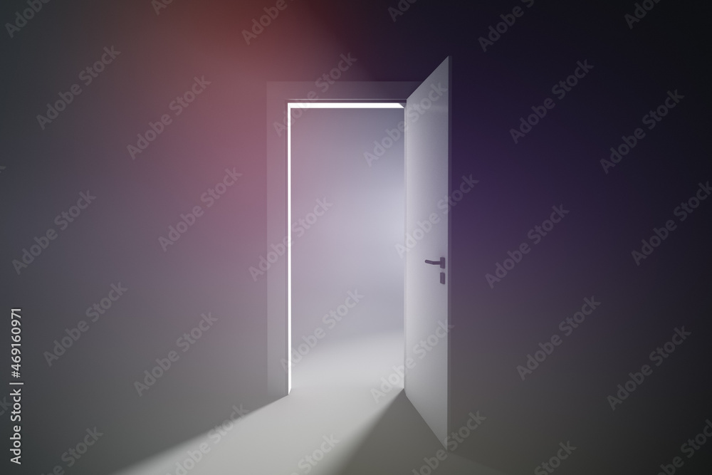 Open door to a room with bright light Open door to a room with bright light