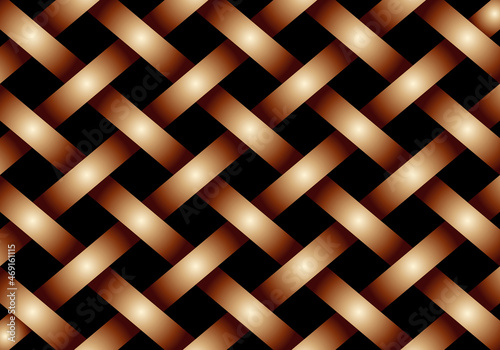 Fondo de rejilla marrón cobre sobre fondo negro