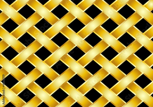 Fondo de rejilla dorada sobre fondo negro