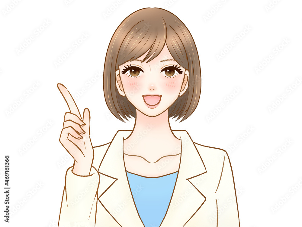 説明する大人の女性医師のイラスト