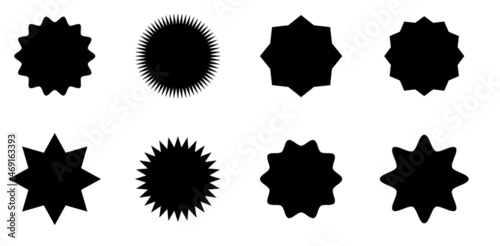 Abstract Sunburst vector badges set, isolated 