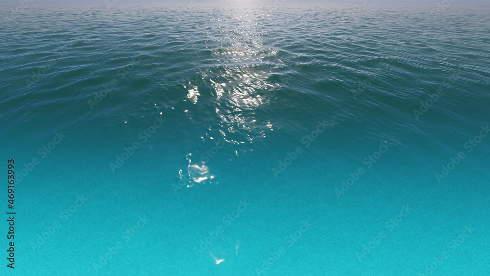 Turquoise ocean water texture background. The surface of the sea. 
