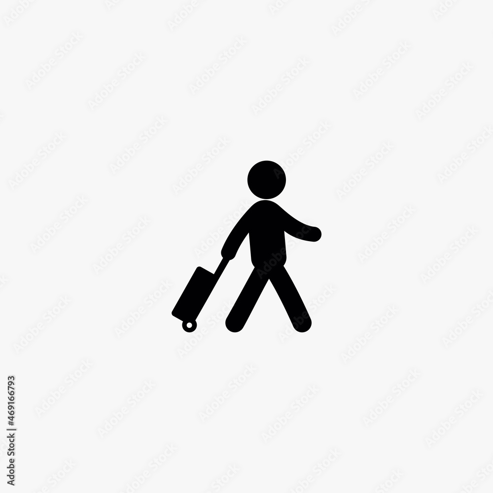 traveler with a suitcase icon. traveler with a suitcase vector icon on white background traveler with a suitcase icon. traveler with a suitcase vector icon on white background