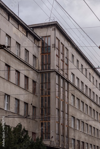 Lviv, Ukraine - November, 2021: The Social Insurance Institution building (1937-39), project by Jan Bagieński. Today the Lviv regional sanitary station and the Medical University's Department. 