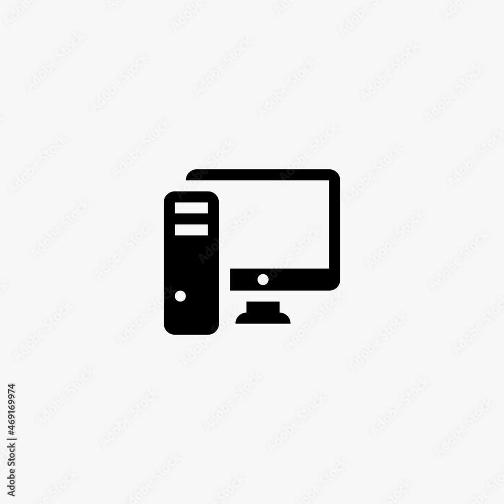 pc computer with monitor icon. pc computer with monitor vector icon on white background pc computer with monitor icon. pc computer with monitor vector icon on white background