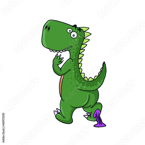 Funny dinosaur got into trouble  vector design for stickers on the social network