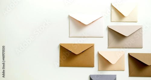 A background photo with colored envelopes