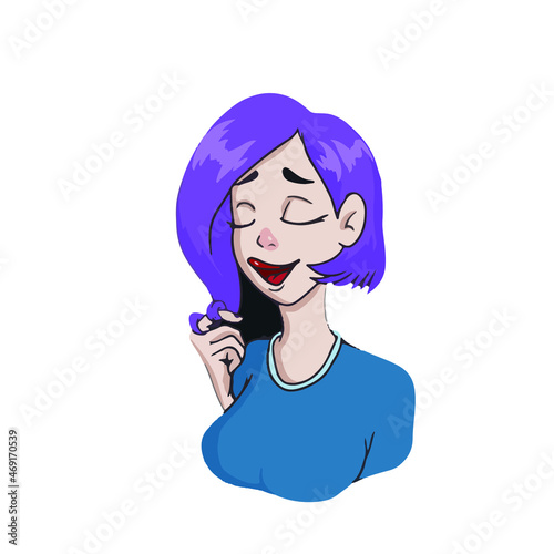 Cute girl's face to memorize ,vector design for stickers in social networks.networks, icons
