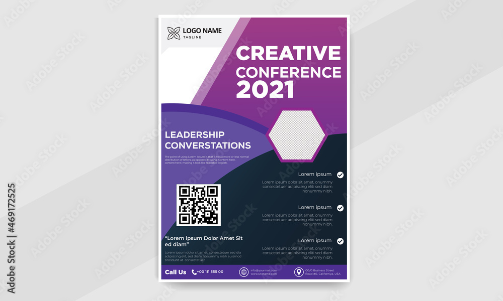 Creative Corporate & Business Flyer Brochure Template Design, flyer in A4 size with colorful shapes, Easy to use and edit