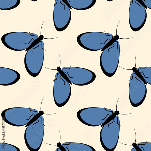 Illustration on a square background - stylized moths - graphics. Summer, insects, unbearable ease of life