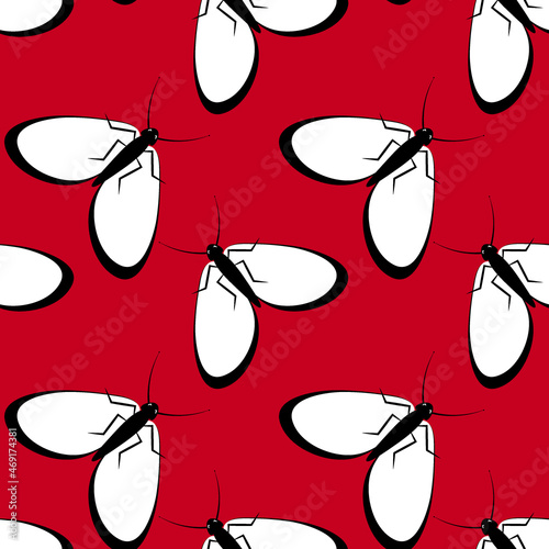 Illustration on a square background - stylized moths - graphics. Summer, insects, unbearable ease of life