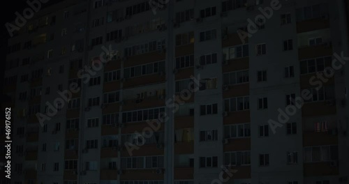 Blackout in the evening in a multi-storey building.