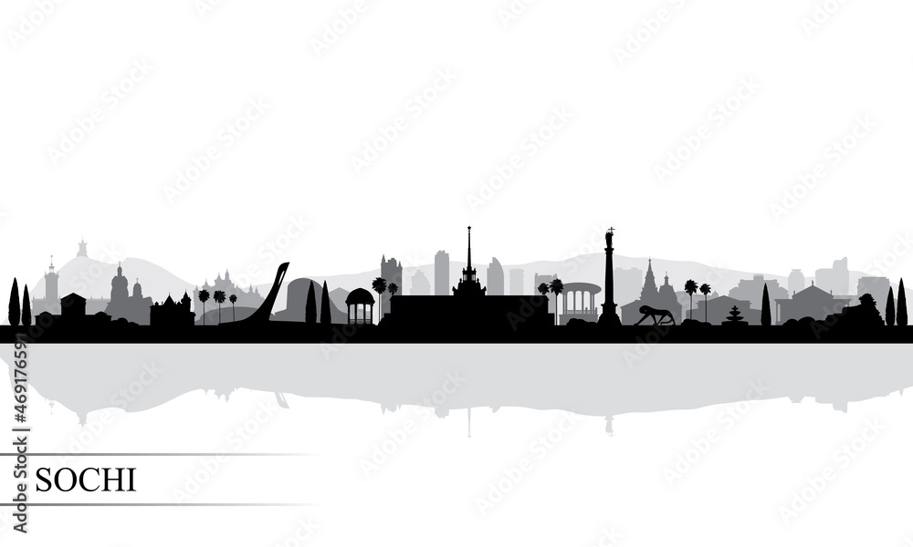 Sochi city skyline silhouette background