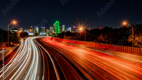 traffic on highway at night