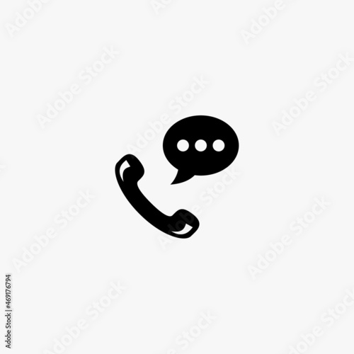 talking by phone auricular symbol with speech bubble icon. talking by phone auricular symbol with speech bubble vector icon on white background