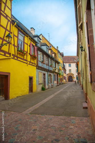 colorfull streetview in the city of Riquewihr , Alsace France © jhon