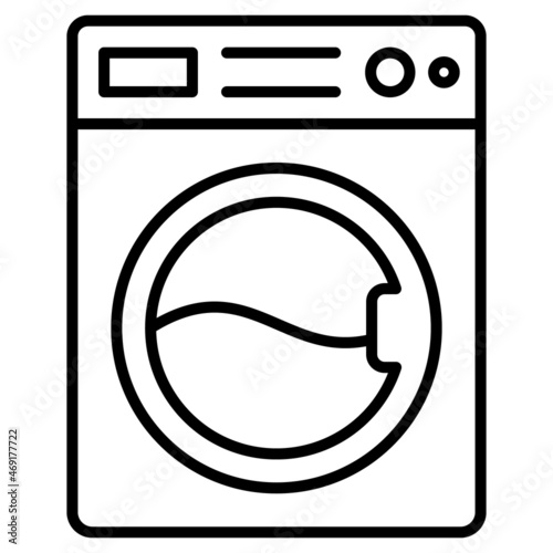 Automatic laundry. Washing in the washing machine. Laundry service. Vector icon, outline, isolated.