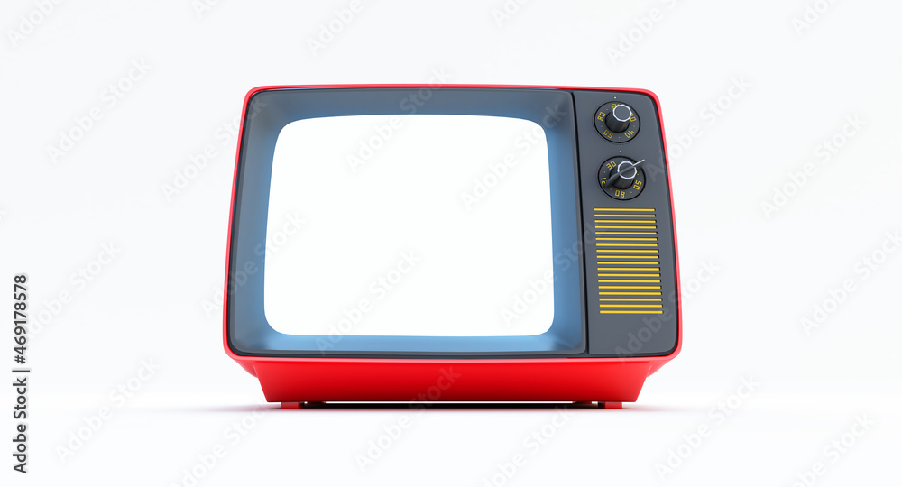 Stylish red retro TV isolated on white background, 3d render Stylish red retro TV isolated on white background, 3d render