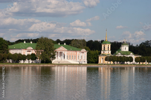 Reflection of the Kuskovo estate in the water, Moscow. High quality photo