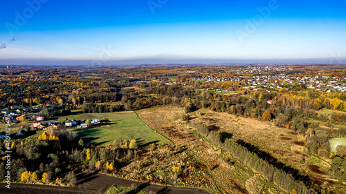 zielone tereny miasta Jastrzębie Zdrój jesienią z lotu ptaka, Śląsk, Polska © Franciszek