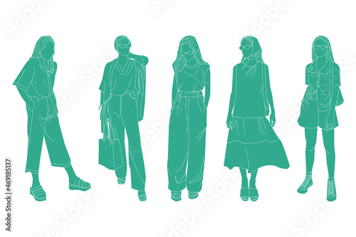 Vector illustration of casual women bundle