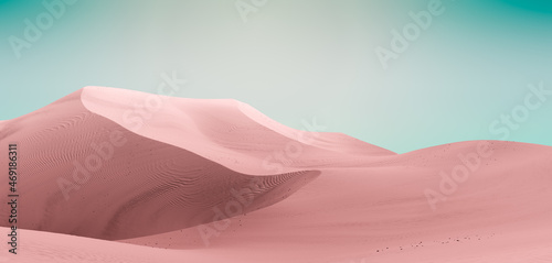 Leinwand Poster Pale pink dunes and dark teal sky