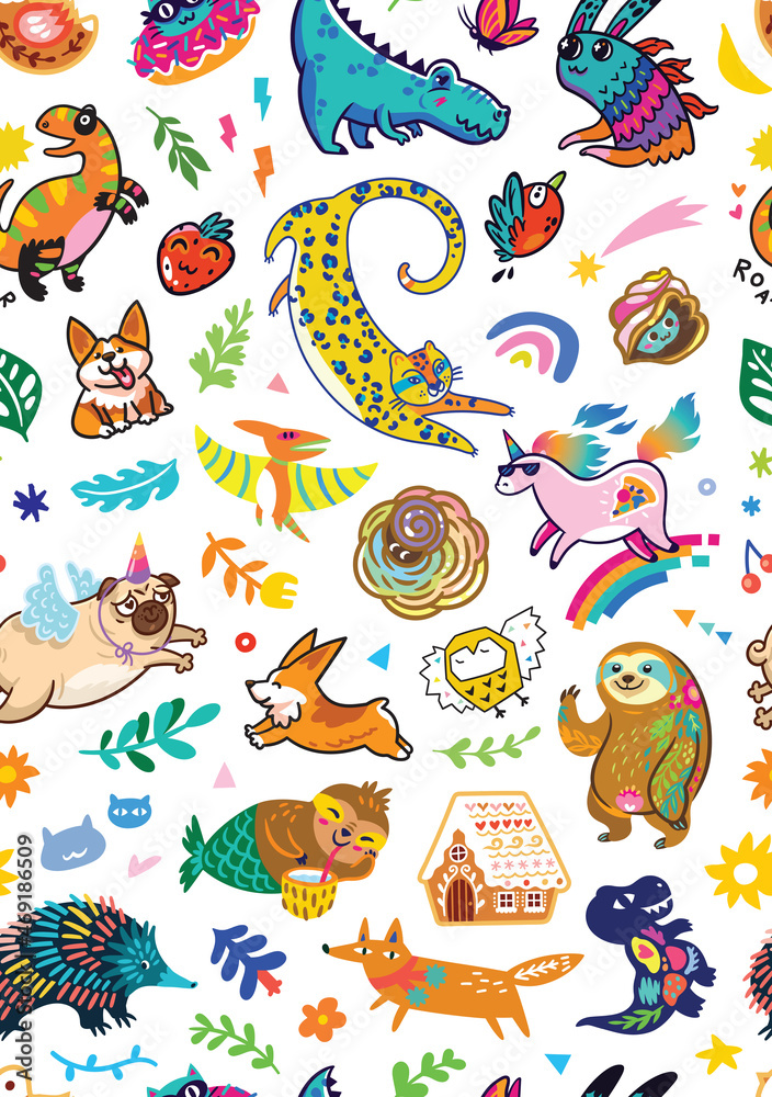 Excelllent childish pattern with mix animals