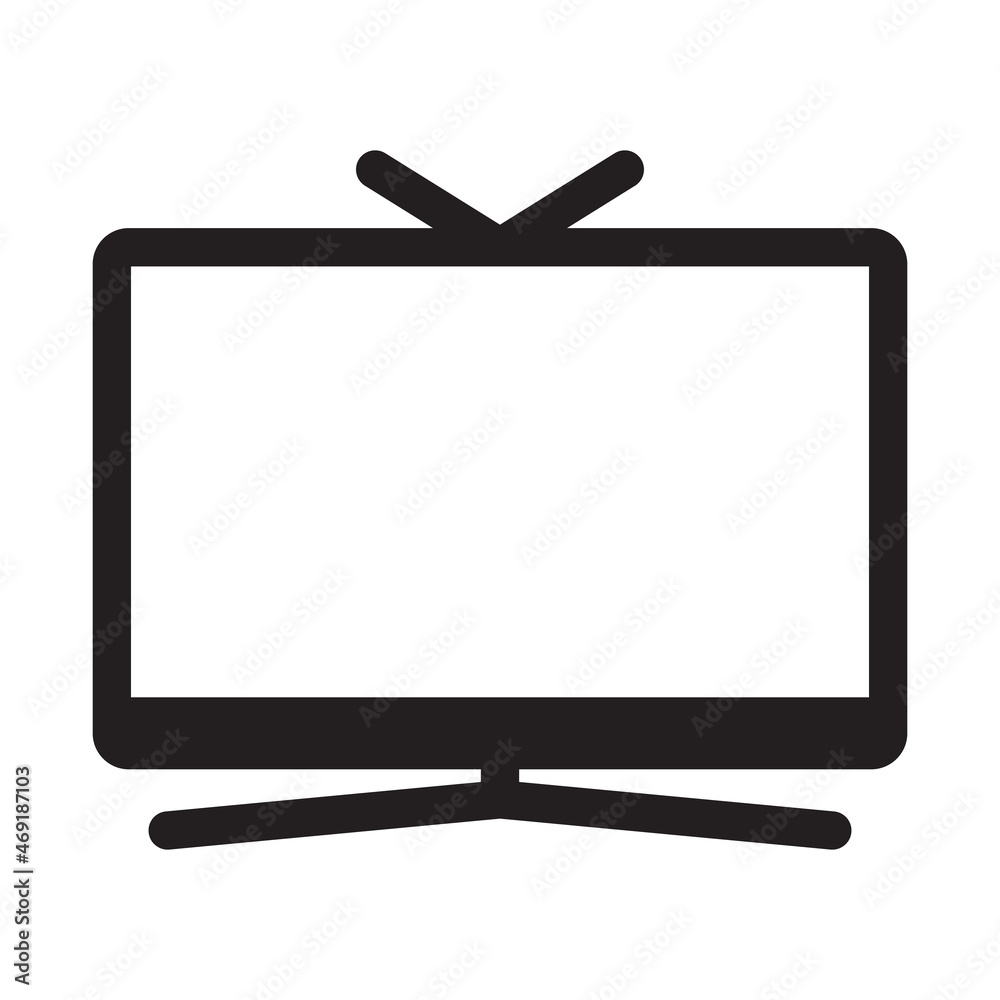 TV icon isolated in Simple style on white background. TV icon isolated in Simple style on white background.