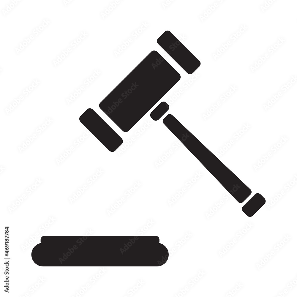 Hammer court or auction icon in Simple style on white background. Hammer court or auction icon in Simple style on white background.