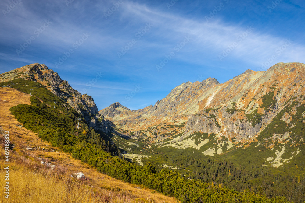 The Mlynicka Valley at autumn period. The High Tatras National Park, Slovakia, Europe..