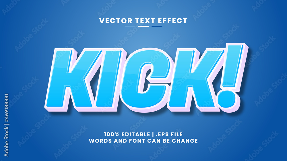 Kick 3d editable text effect in cartoon and game text style Kick 3d editable text effect in cartoon and game text style
