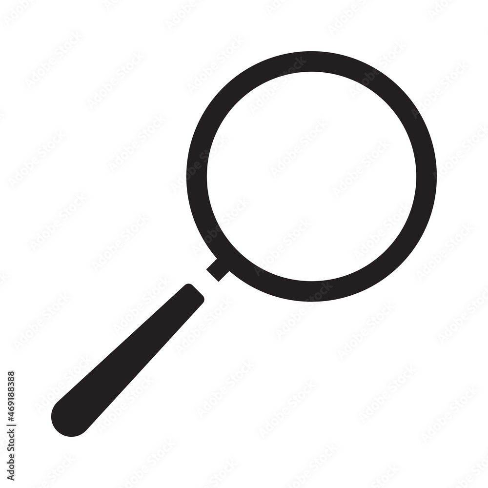 Magnifying glass icon as a study and search concept in simple style on white background isolated Magnifying glass icon as a study and search concept in simple style on white background isolated