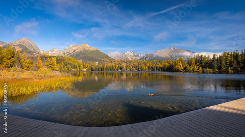 The Strbske pleso, mountain lake in High Tatras National Park, Slovakia, Europe.