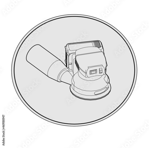 drawing tecnic of electric sander with gray background