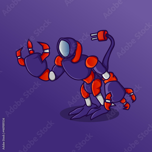 
unique red and purple monster mascot character design with power plug tail