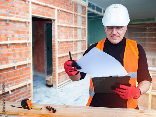 Worker at construction site...