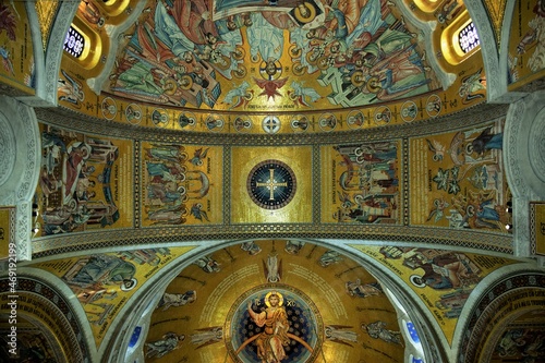 Interior of the Temple and Icon of Saint Sava in Belgrade  Serbia