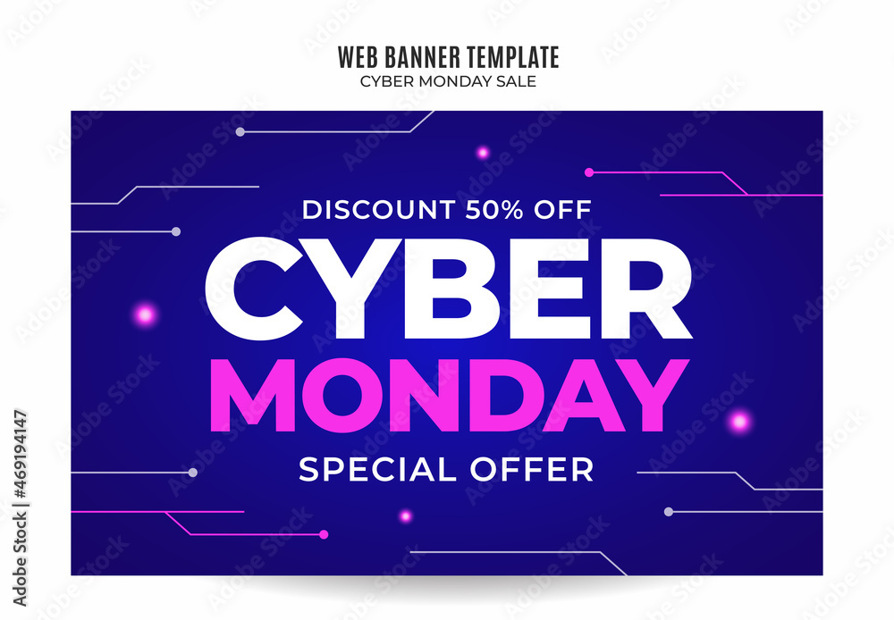 cyber monday banner design template Premium Vector for social media post, web banner and flyer