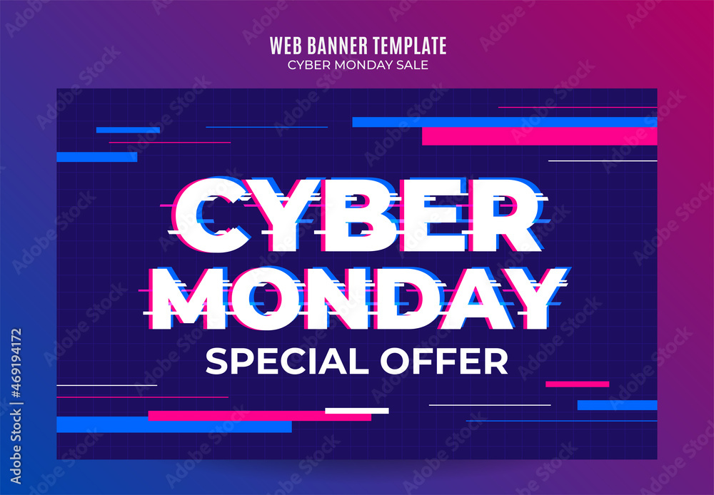 Naklejka premium cyber monday banner design template Premium Vector for social media post, web banner and flyer