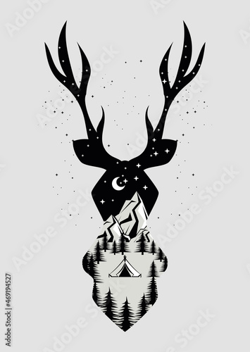 deer animal double exposure
