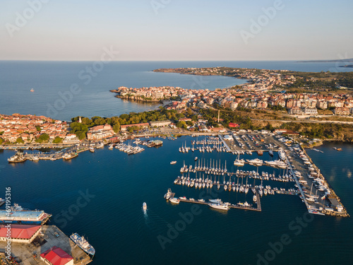 Aerial sunset view of old town and port of Sozopol, Bulgaria © Stoyan Haytov