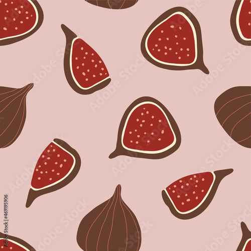 Seamless pattern with figs. Fruits modern texture on light background. Healthy food concept. Abstract vector graphic illustration. photo