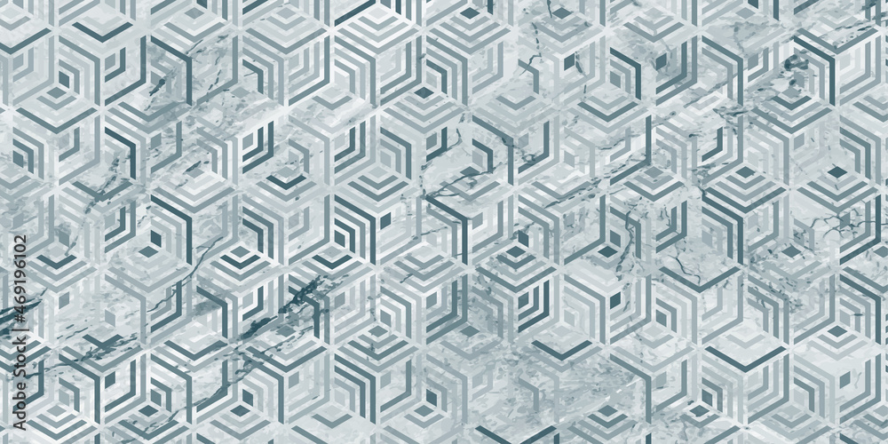  Geometric pattern grunge background with polygonal shape and green marble texture