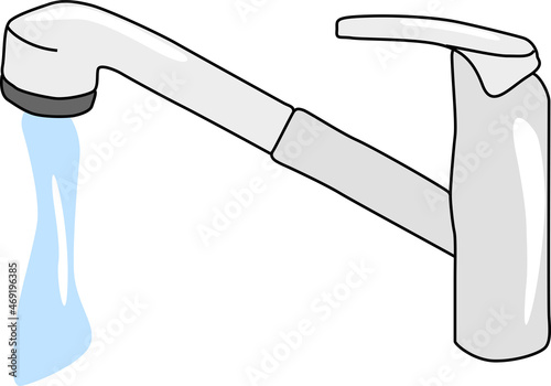 蛇口から流れる水道水のイラスト素材