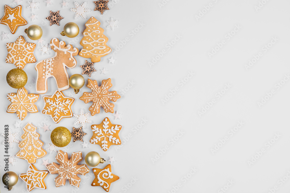 Christmas background with gingerbread cookies Christmas background with gingerbread cookies